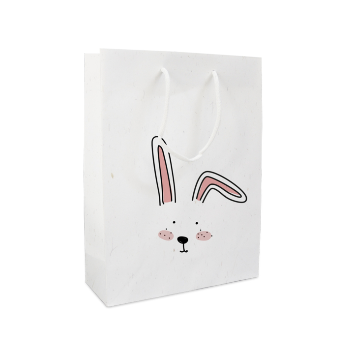 Luxe pasen tassen,Rabbit 26+10x35cm, wit, (100st) - 0