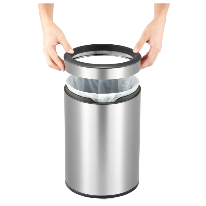 Round EKO, afvalbak met binnenemmer, open top, 12 liter, mat RVS, VB 903812 - 2