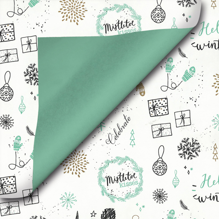 Cadeaupapier Kerst, 30cm x 200 meter, D90208, groen - 0