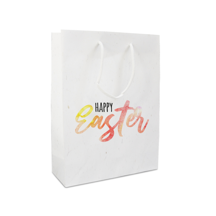 Luxe pasen tassen,Happy Easter, 20+8x26cm, (100st) wit - 0