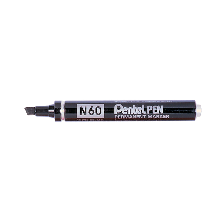 Viltstift pentel n60 perm schuin 1.2-6mm zwart - 0