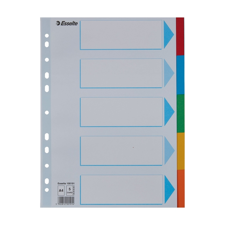 Tabbladen esselte a4 11r karton 5dlg(100191) - 0