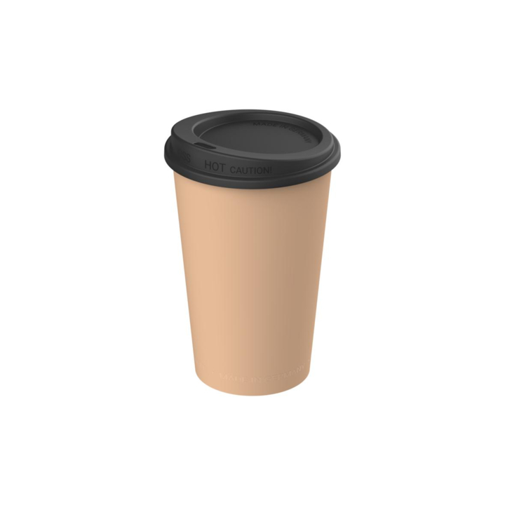 Kunststof beker to go, 300ml, bruin met zwart deksel - 0