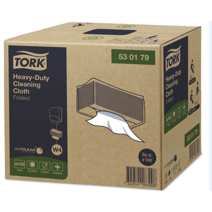 Tork Heavy-Duty | Gevouwen Reinigingsdoek | 41,5x35,5cm | 1-Laags | W4 | Wit | 530179 (420 stuks) - 1