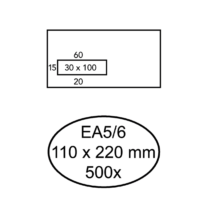 Envelop hermes venster ea5/6 vl 3x10 80gr zk 500st - 0