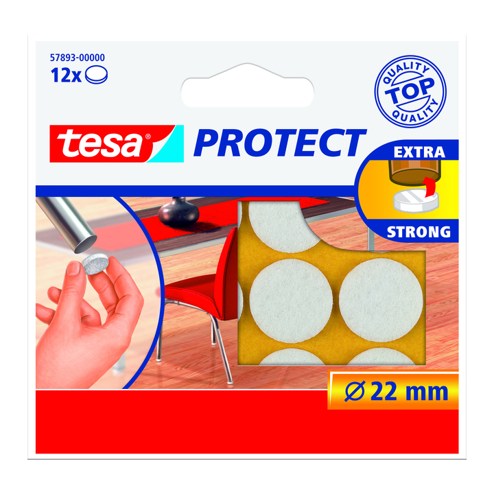 Antikrasviltjes tesa 57893 22mm rond wit(57893-00000-01) - 0