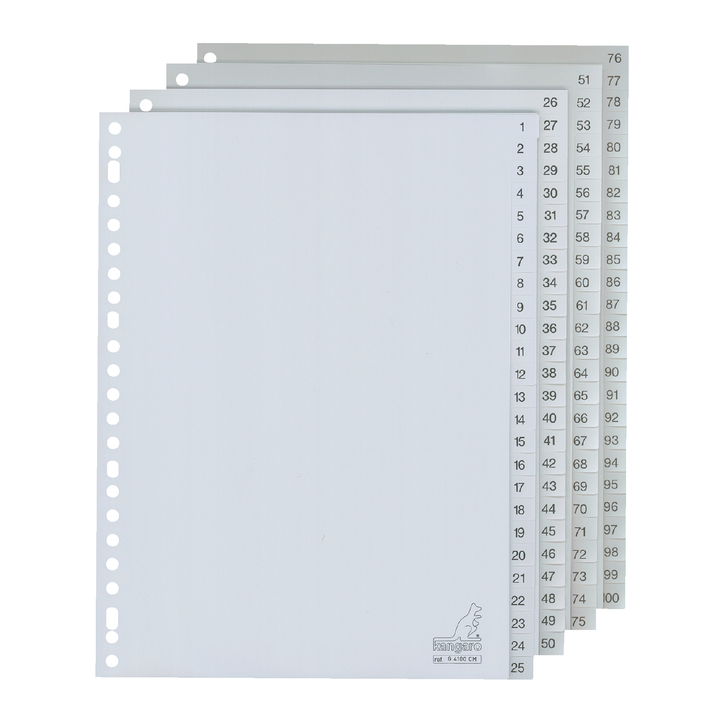 Tabblad kangaro g4100cm a4 23r pp 100dlg 1-100 gr(g4100cm) - 0