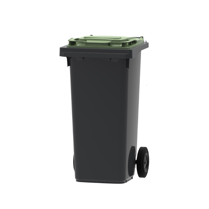 Mini-rolcontainer, 120 liter, grijs/groen, VB 120000 - 0