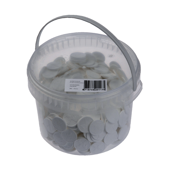 Combricraft, kunststof consumptiemunt, wit, 390011 (750 stuks) - 0