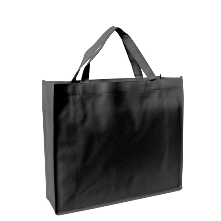 Shopper, non-woven, 40+12x35cm, korte lus, zwart (100 stuks) - 0