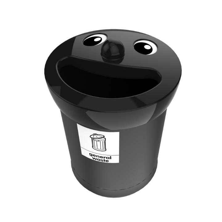 Smiley face afvalbak, 52 liter, zwart/zwart, VB 719433 - 0
