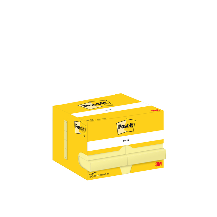 Memoblok 3m post-it 656 51x76mm geel doos/12 st - 0