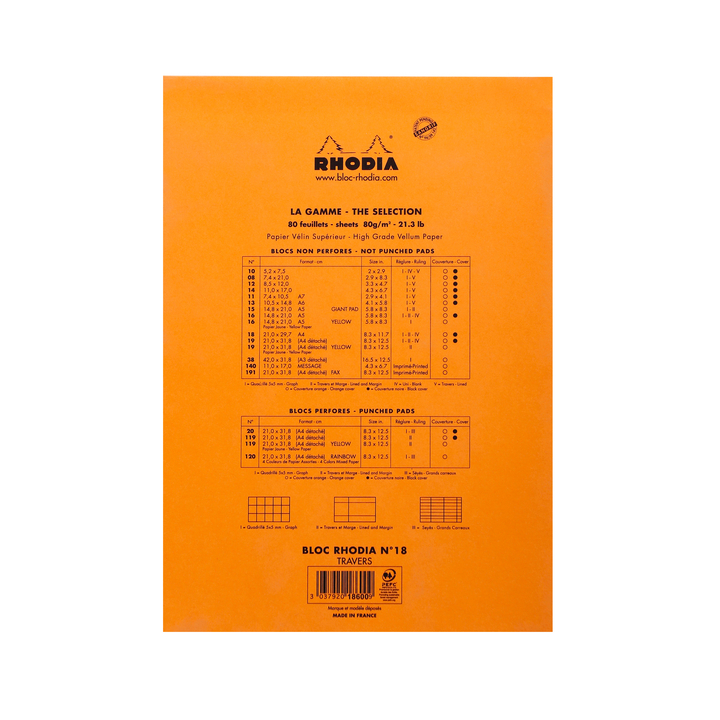 Schrijfblok rhodia a4 lijn met kantlijn 80vel 80gr(18600c) - 2