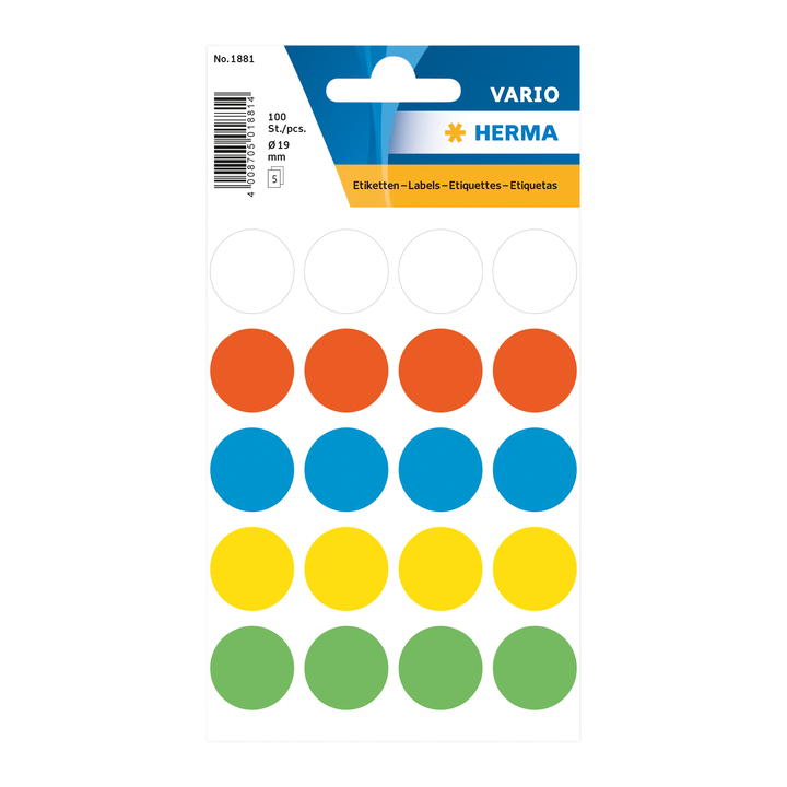 Etiket herma 1881 rond 19mm 100st ass - 0