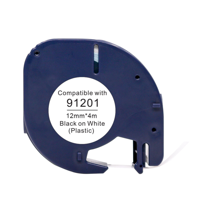 Lettertape compatible dymo91201 letratag 12mmx4m plastic wit - 0