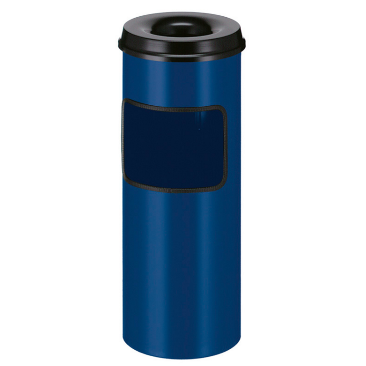 Metalen afvalbak met ashouder, 30 liter, blauw, VB 150195 - 0