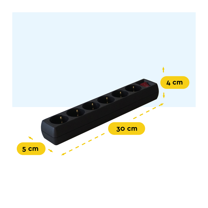 Stekkerdoos brasq 6 voudig 5 meter zwart(8742630) - 1