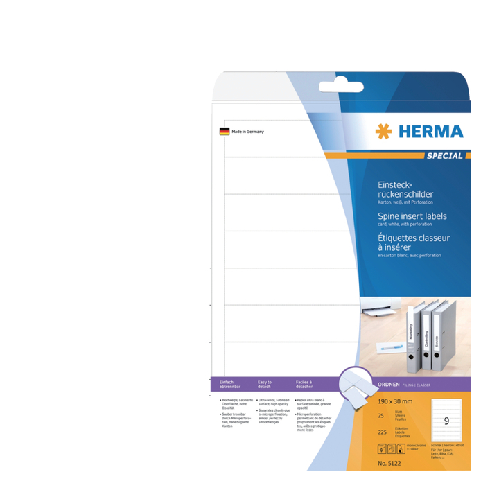 Rugetiket herma 5122 190x30mm insteek 125st(5122) - 0