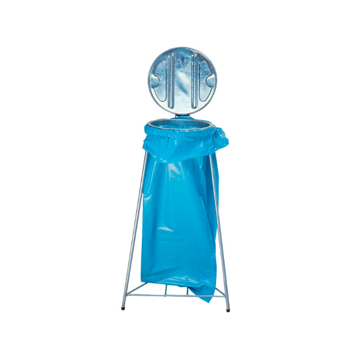 Verzinkte afvalzakhouder met deksel, 60 liter, VB 201065 - 0