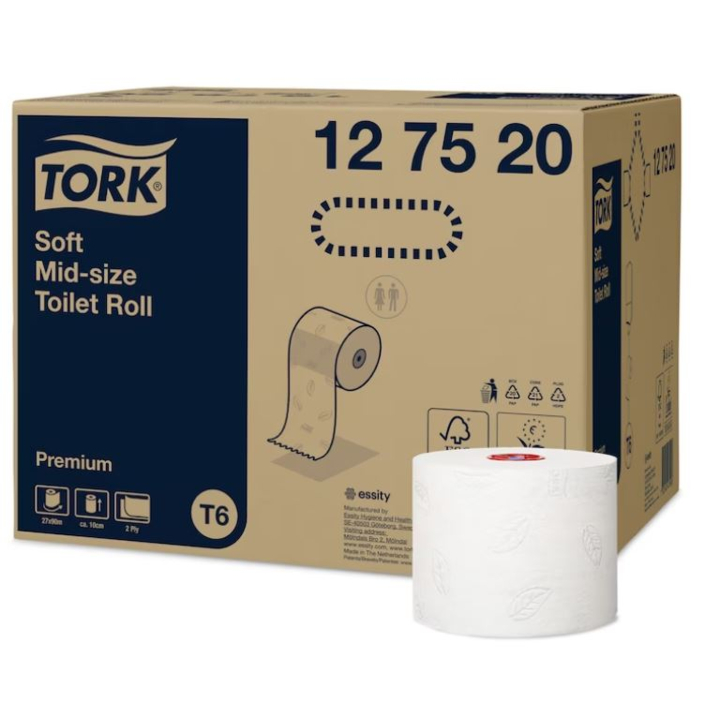 Tork Premium | Systeemrol Toiletpapier | 90 Meter | 2-Laags | T6 | Wit | 127520 (27 stuks) - 0