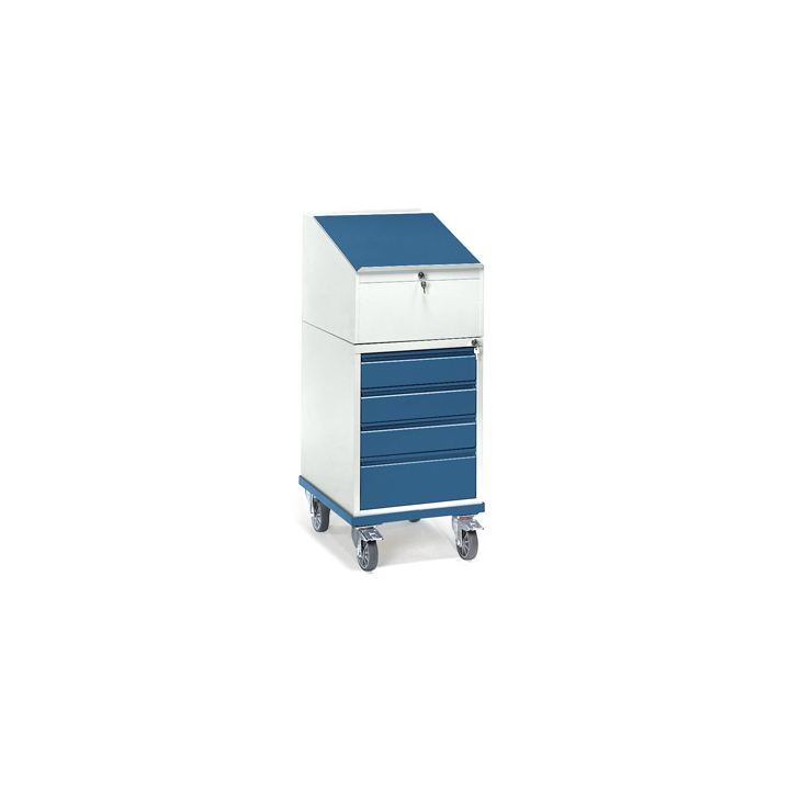 Verrijdbare ladekast met schrijfblad, 650x550x1200 mm - 0