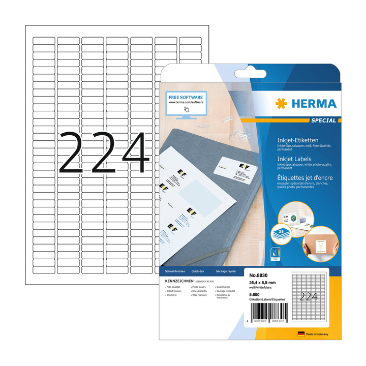 Etiket herma inkprint 8830 25.4x8.5mm 5600st - 0