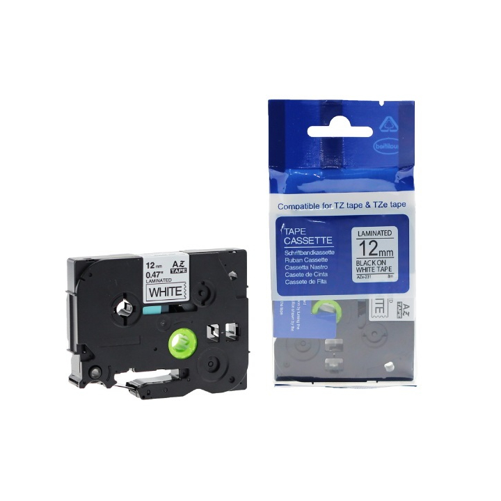 Compatible Lettertape brother p-touch tze231 12mm wit/zwart - 0