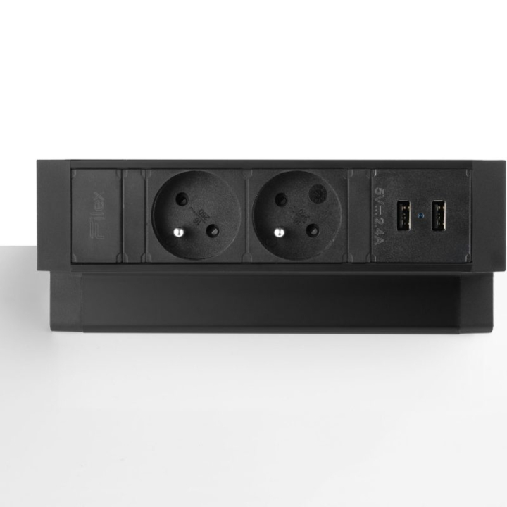 Filex, Power Desk Up 2.0, 2x 230V Frans, 2x Usb, zwart - 0