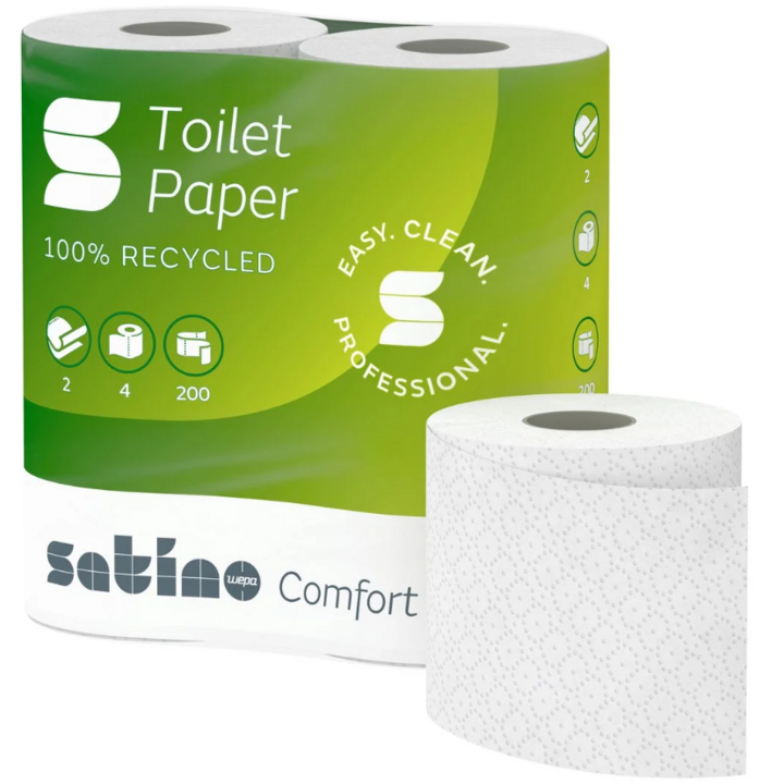 Satino Comfort | Toiletpapier | 200 Vel | 2-Laags | MT1 | Wit | 062240 (48 stuks)  - 0