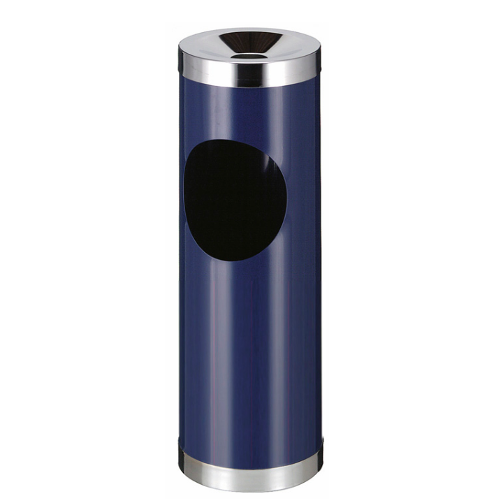 Stalen afvalbak met ashouder, 30 liter, blauw, VB 174000 - 0