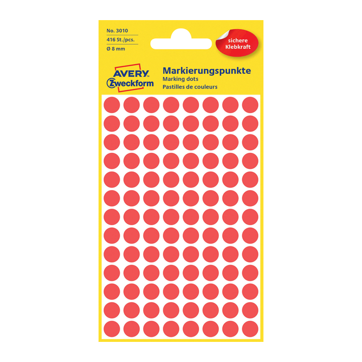 Etiket avery zweck 3010 8mm rood 416st - 0