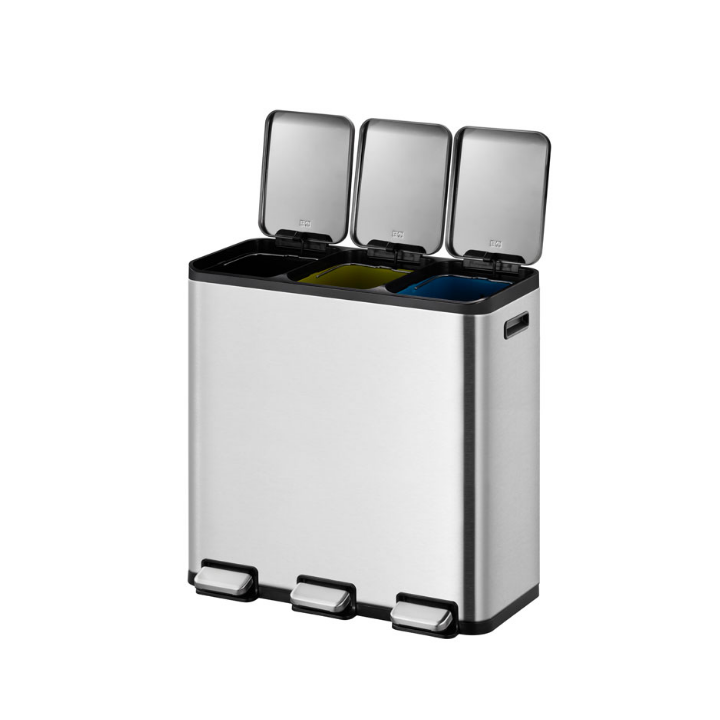 Ecocasa EKO, pedaalemmer, 3x15 liter, mat RVS, VB 912945 - 1