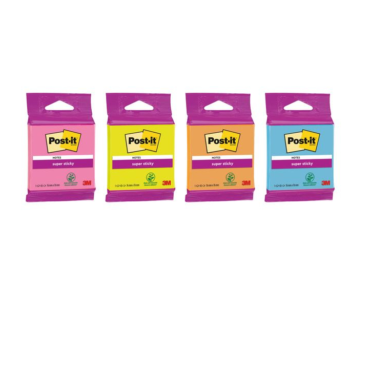 Memoblok 3m post-it 6920 ss 76x76mm ass. kleur(6920ss-1c) - 0