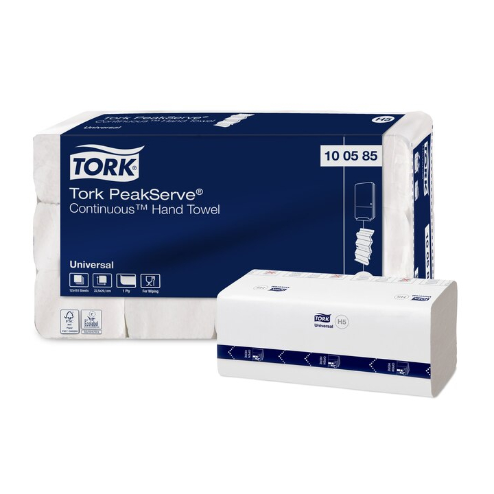 Tork PeakServe | Continu Papieren Handdoekjes | 22,5x20,1cm | 1-Laags | H5 | Wit | 100585 (4.920 stuks) - 0