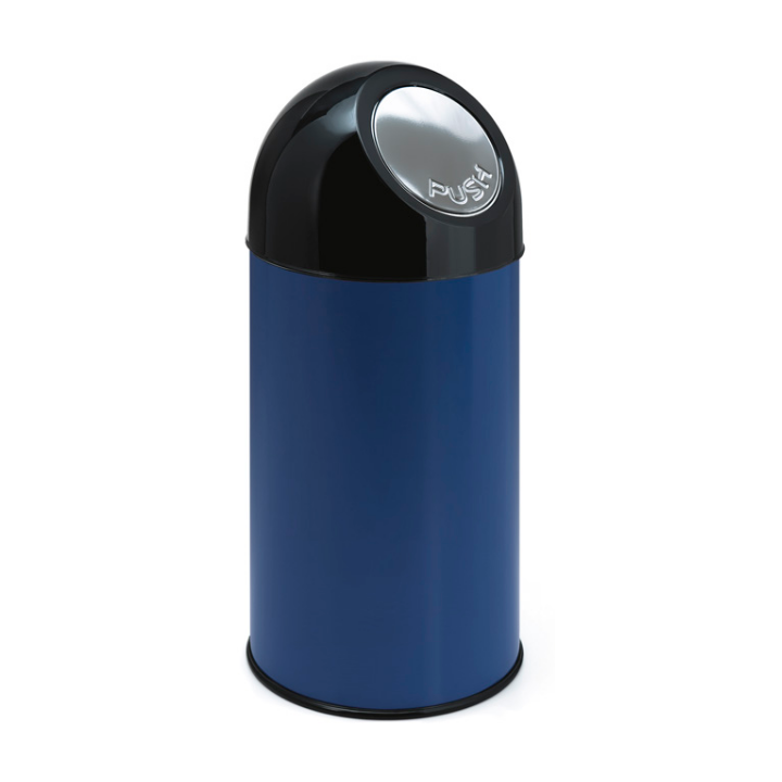 Afvalbak met pushdeksel & binnenbak, 40 liter, blauw, VB 480002 - 0