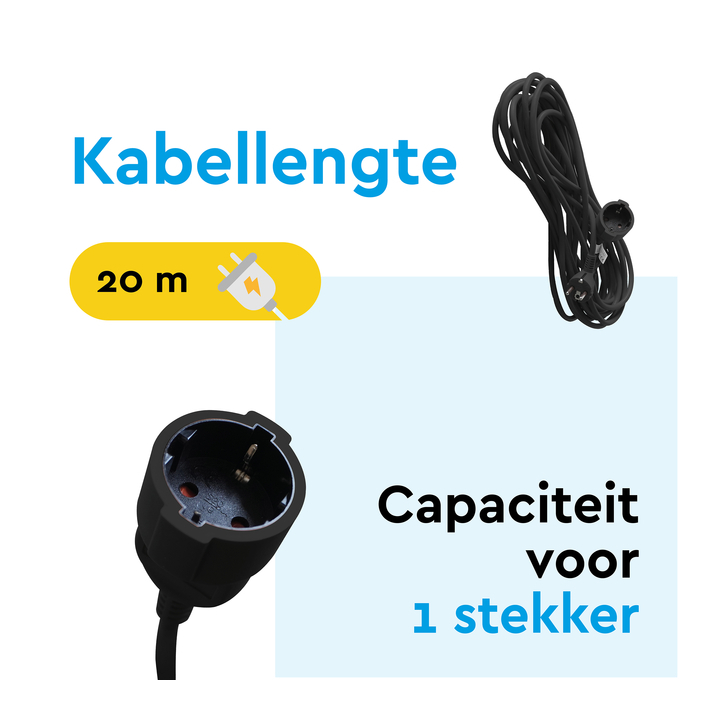 Verlengkabel brasq 20m zwart(8742633) - 1