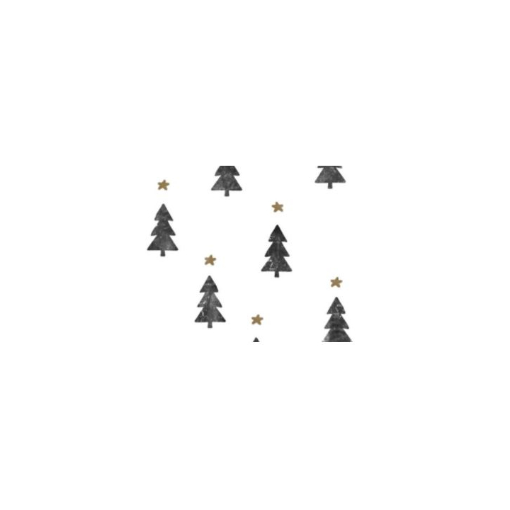 Kerst papier, 50cm x 200m, K691775/1, Tiny trees white black - 0