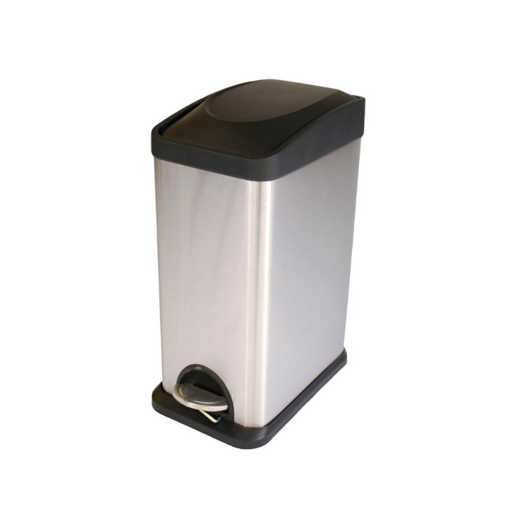 Rechthoekige pedaalemmer, 15 liter, mat RVS, VB 947603 - 0