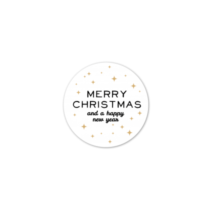Etiket, merry christmas, 45mm, zwart - goud (1000 stuks) - 0