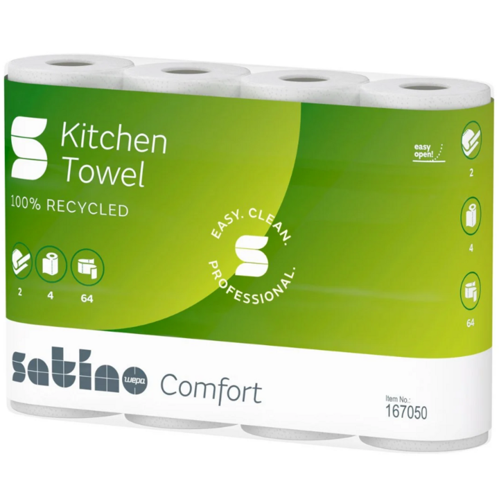 Satino Comfort | Keukenrol | 64 Vel | 2-Laags | Wit | 167050 (32 stuks) - 0