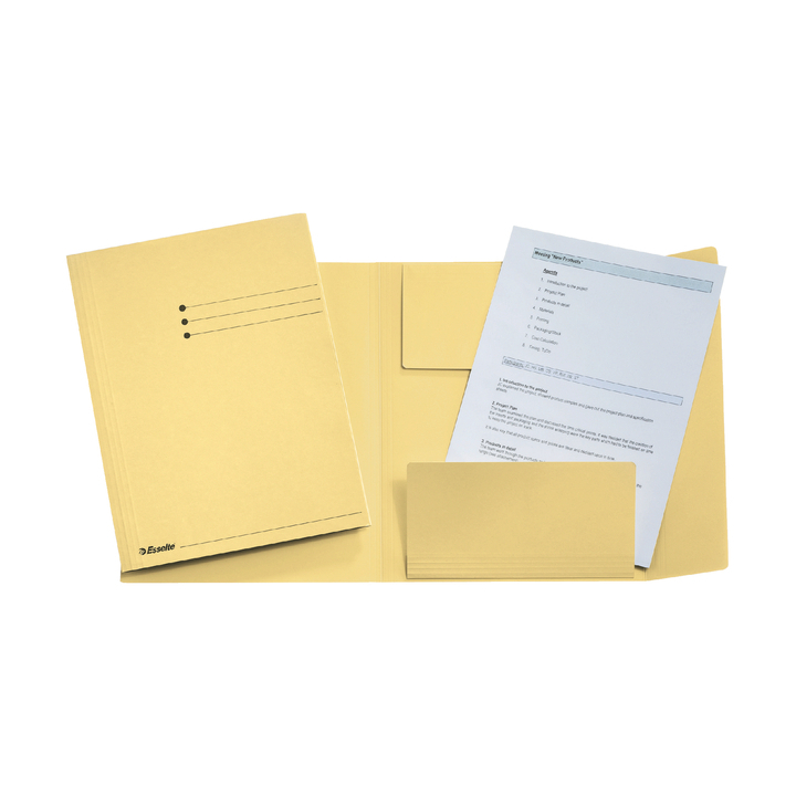 Dossiermap esselte folio 3klep manilla 275gr geel(1032306) - 0