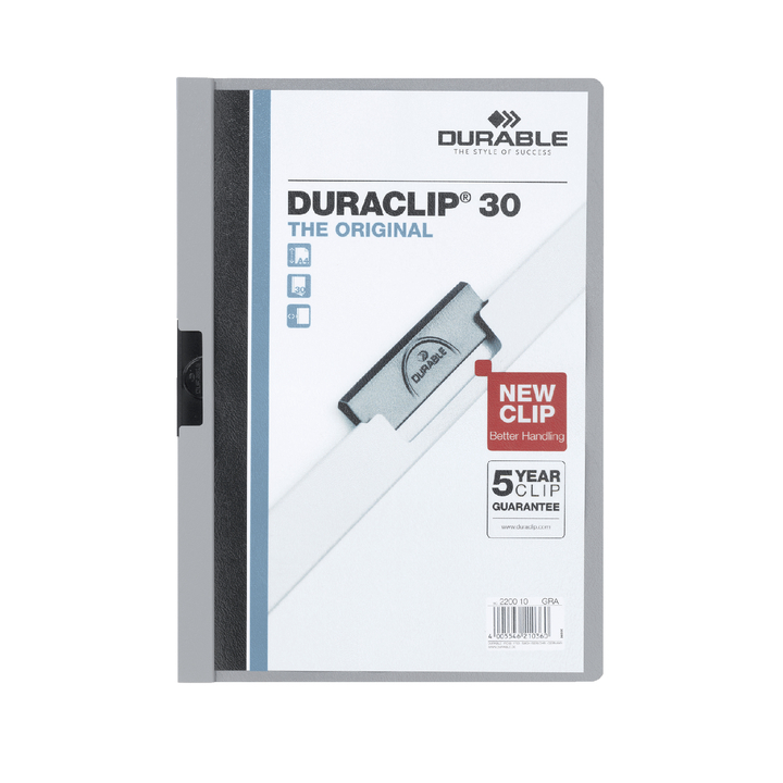 Klemmap durable 2200 a4 pl/tr 3mm grijs - 0