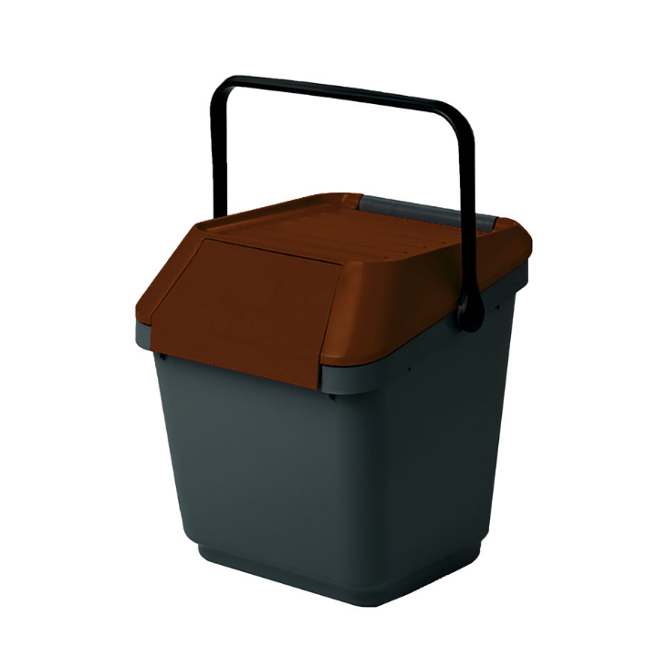 Easymax, stapelbare afvalbak, 35 ltr, grijs/bruin, VB 187850 - 0