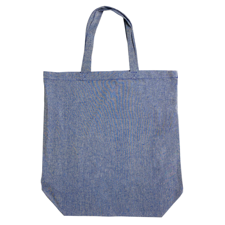 Draagtas, katoen, 42x44+2x7cm, recycled, blauw (100 stuks) - 0