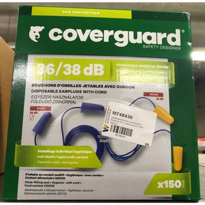 Coverguard, detecteerbare oordopjes, met koord (150 stuks) - 1