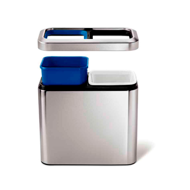 Simplehuman Recycler, afvalbak, 2x10 liter, mat RVS, VB 016689 - 0