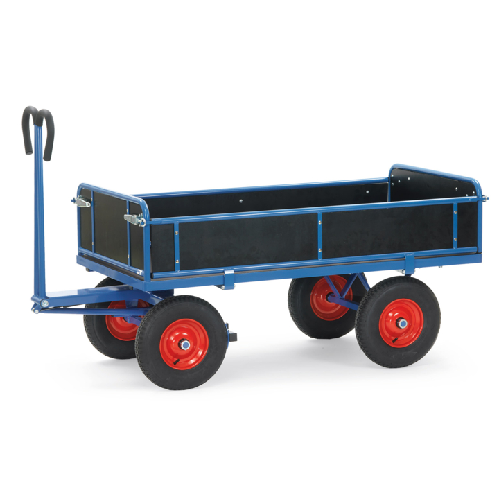Handtrekwagen houten wanden 2000x1000mm 1250kg Rubber band - 0