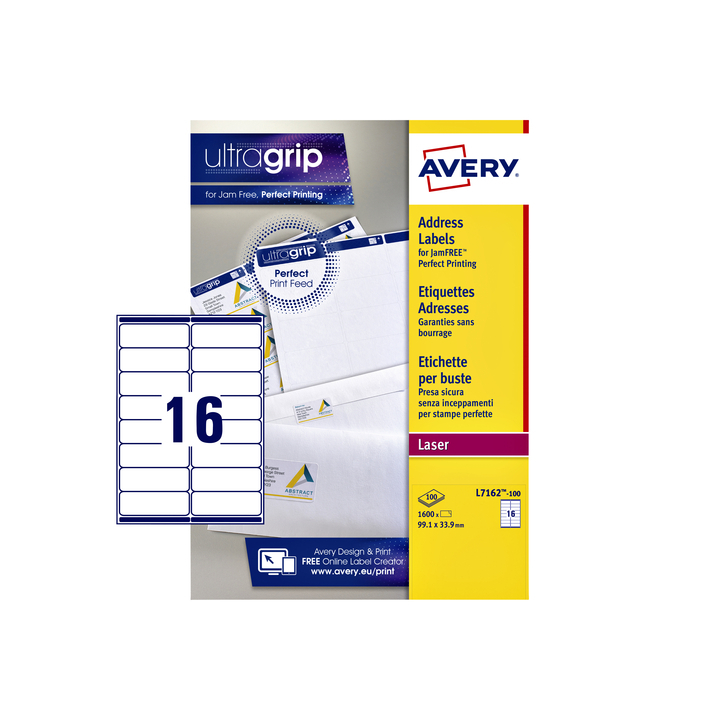 Etiket avery l7162-100 99.1x33.9mm 1600st - 0
