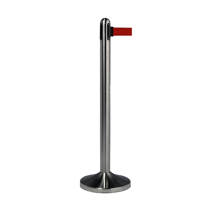 Securit, afzetpaal met 210 cm rolband, RVS/rood (1 stuk) - 0