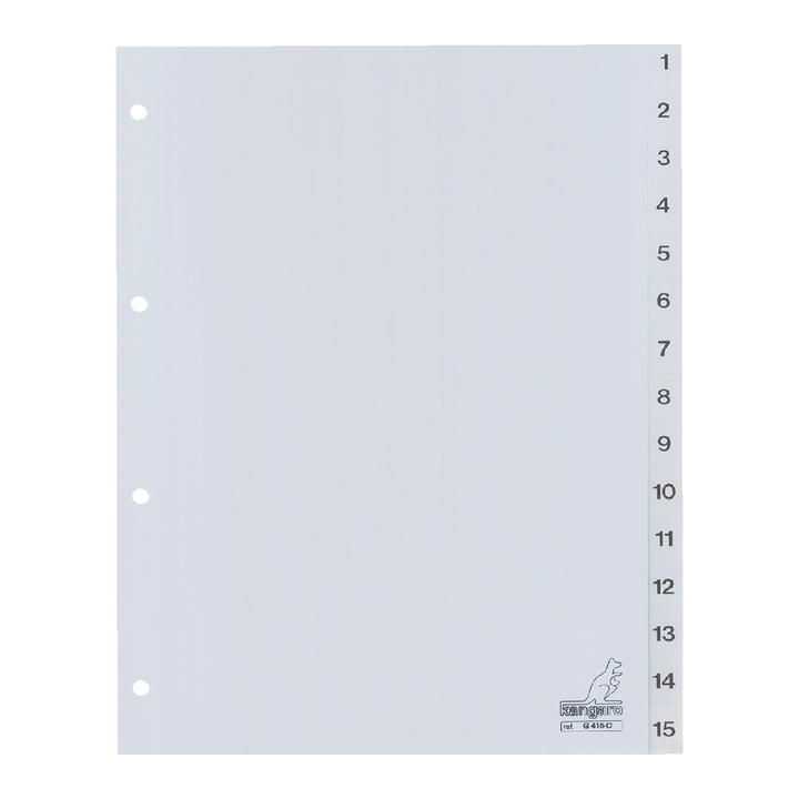 Tabblad kangaro g415c a4 4r pp 15dlg 1-15 grijs(g415c) - 0
